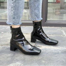 Load image into Gallery viewer, Winter Boots Ankle Boots Women Shoes Woman Boots Fashion Square Toe Patent Leather Short Boots 2019 Winter New Short Fur Warm