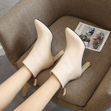 Load image into Gallery viewer, Winter Boots Ankle Boots Women Shoes Woman Boots Fashion High-heeled Pointed PU Boots 2019 Winter New Short Fur Boots X466