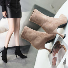 Load image into Gallery viewer, Winter Boots Ankle Boots Women Shoes Woman Boots Fashion High-heeled Pointed Boots Booties 2019 Winter New Short Fur Warm Boots