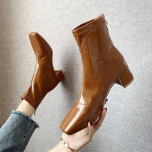 Load image into Gallery viewer, Winter Boots Ankle Boots Women Shoes Woman Boots Fashion Square Toe Patent Leather Short Boots 2019 Winter New Short Fur Warm
