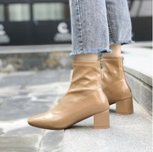 Load image into Gallery viewer, Winter Boots Ankle Boots Women Shoes Woman Boots Fashion Square Toe Patent Leather Short Boots 2019 Winter New Short Fur Warm
