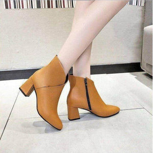Winter Boots Ankle Boots Women Shoes Woman Boots Fashion High-heeled Pointed PU Ankle Boots 2019 Winter Short Fur Warm Boots