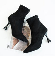 Load image into Gallery viewer, Winter Boots Ankle Boots Women Shoes Woman Boots Fashion High-heeled Pointed Boots Booties 2019 Winter New Short Fur Warm Boots
