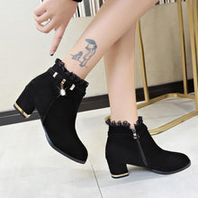 Load image into Gallery viewer, Winter Boots Ankle Boots Women Shoes Woman Boots Fashion High Heel Pointed Rhinestone Booties 2019 Winter Short Fur Warm Boots
